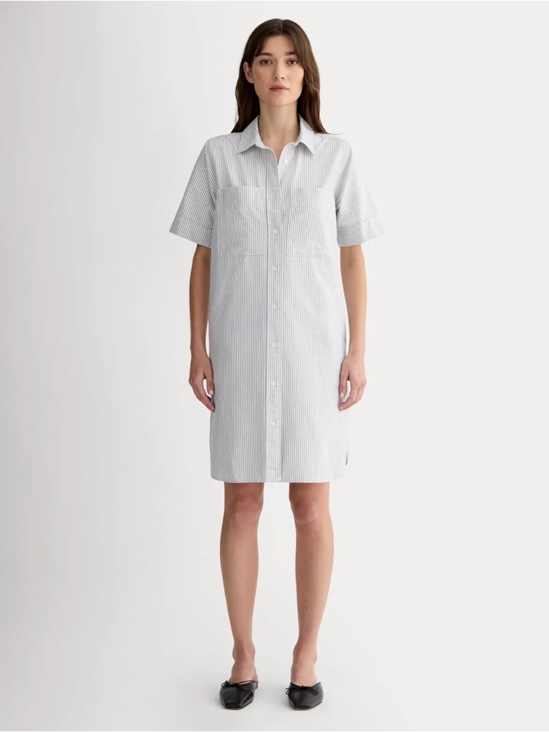 Oxford Short-Sleeve Shirt Dress - Sz Xs